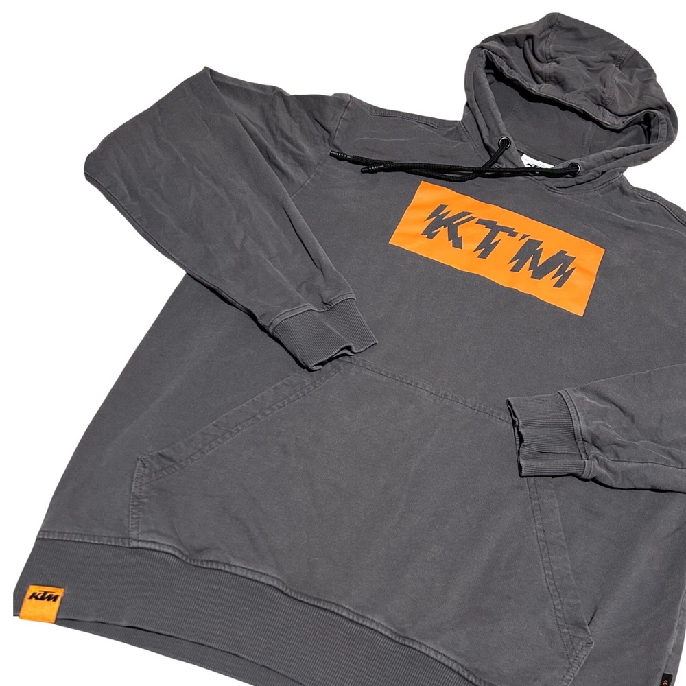 VTG Rare KTM Hoodie Mens Medium Grey Orange Graphic  Motocross Racing Pullover
